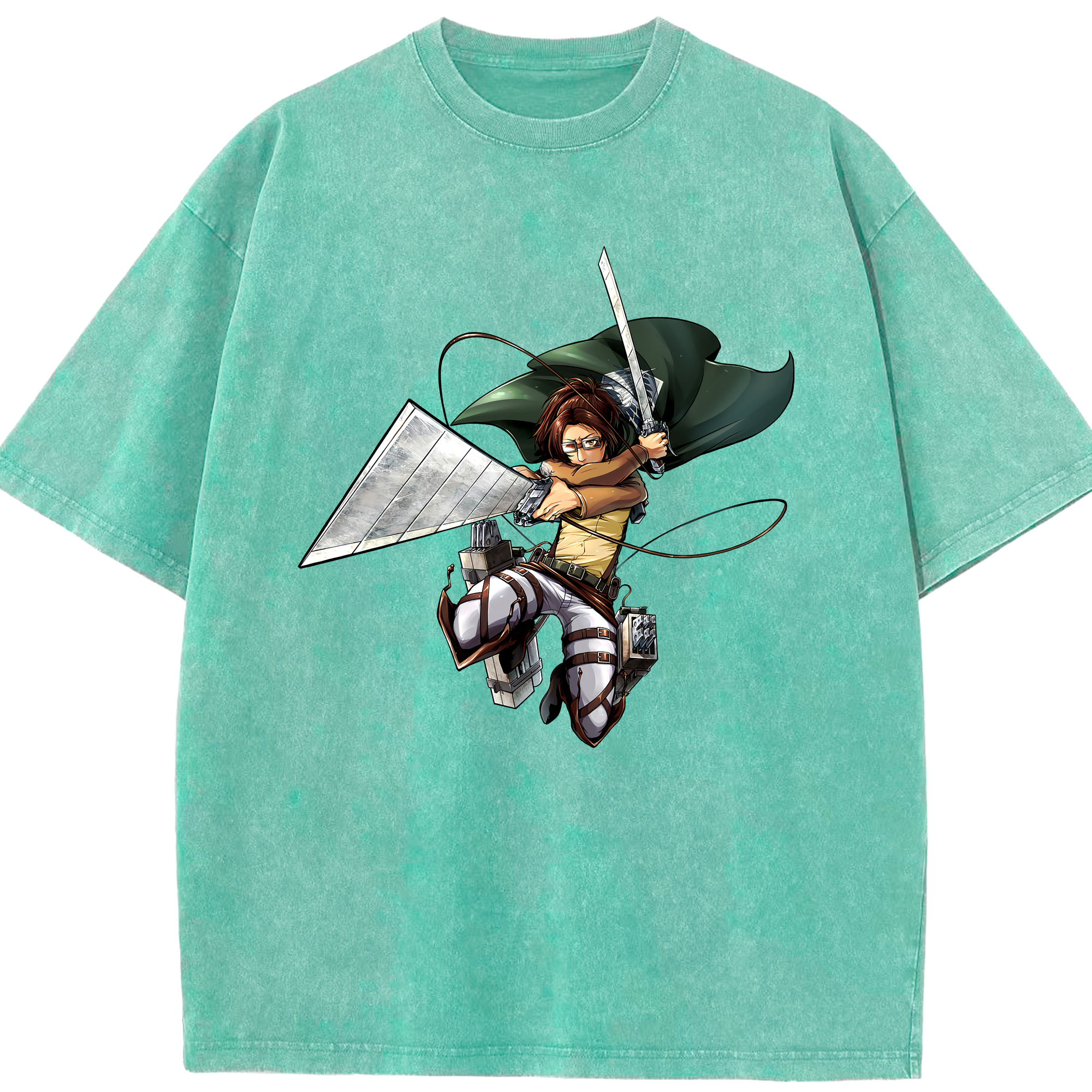 （画像用） 進撃の巨人 ハンジ·ゾエ Attack on Titan Hanji Zoe 綿100% ヴィンテージ風 半袖Tシャツ（フロントプリント）